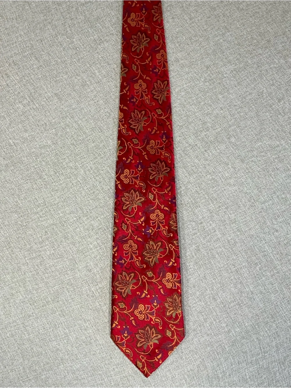 Altea Milano Red Silk Paisley Floral Necktie